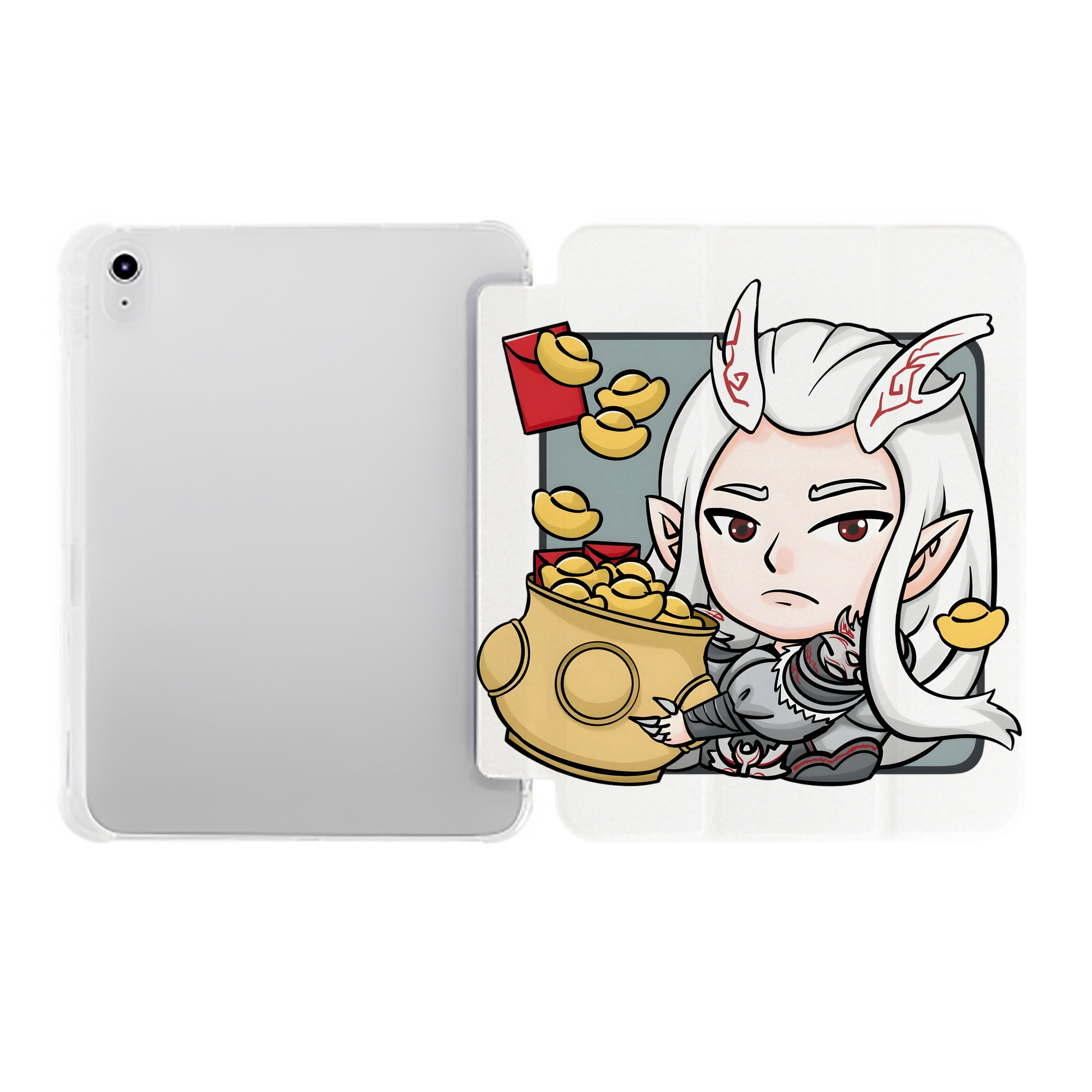 （画像用） Ne Zha 2 ナタ 魔童の大暴れ IPad ケース ペン収納付き 三つ折りスタンド PUレザー×シリコン 対応機種9.5/10.5/10.9インチ